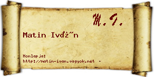 Matin Iván névjegykártya